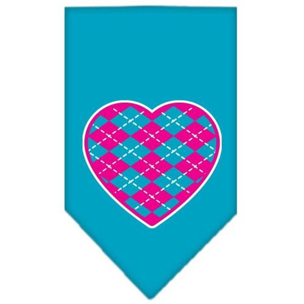 Unconditional Love Argyle Heart Pink Screen Print Bandana Turquoise Large UN851601